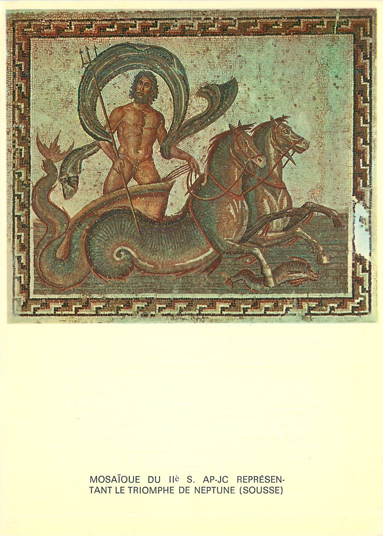 CPM Tunisie de Toujours Mosaique du IIe S ap J C Le Char de Neptune (Musee de Sousse)