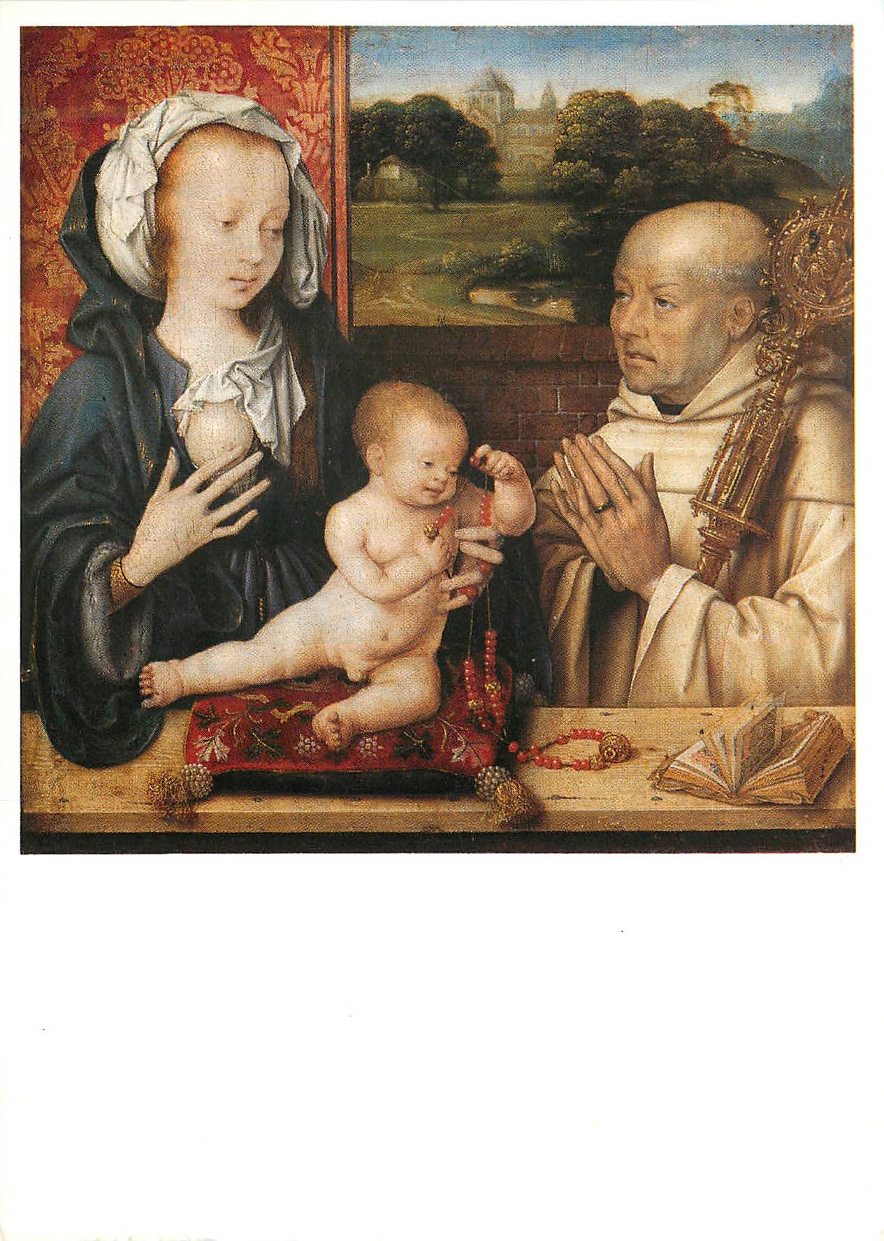 CPM Louvre Departement des Peintures Joos van Cleve La Vierge et l'Enfant avec Saint Bernard