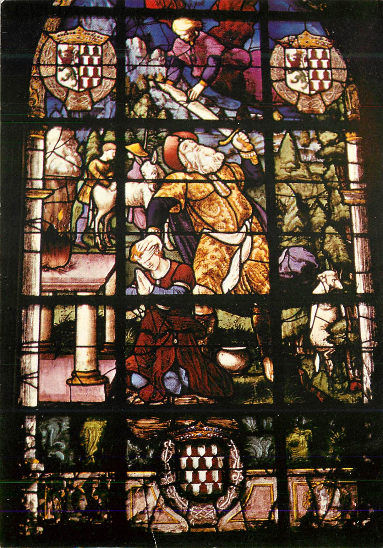 CPM Champeaux L'Eglise Ancienne Collegiale (XIVe XVe Siecle) Vitrail du Sacrifice d'Abraham