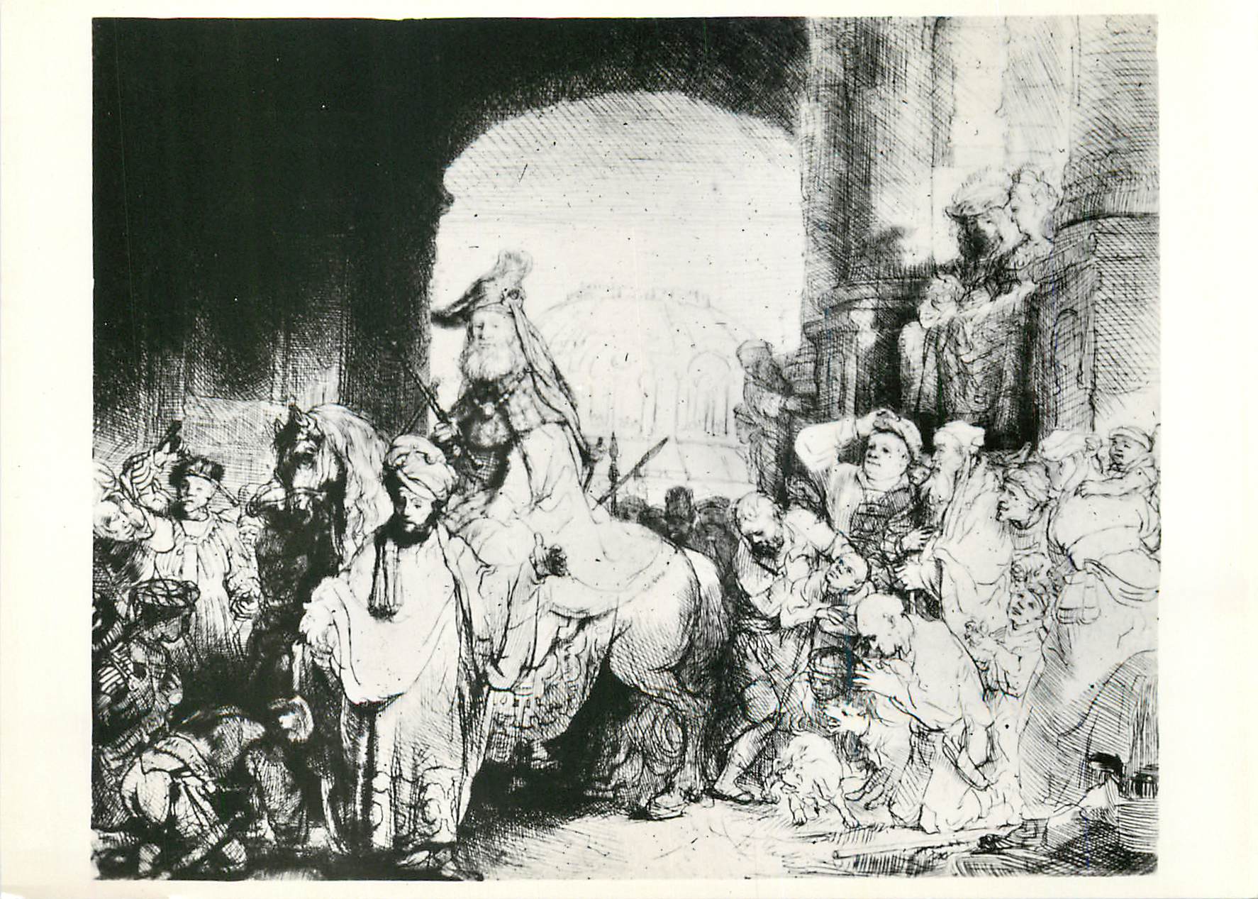 CPM Rembrandthuis Rembrandt (1606 1669) De Triomf van Mordechai Ets Ca 1641