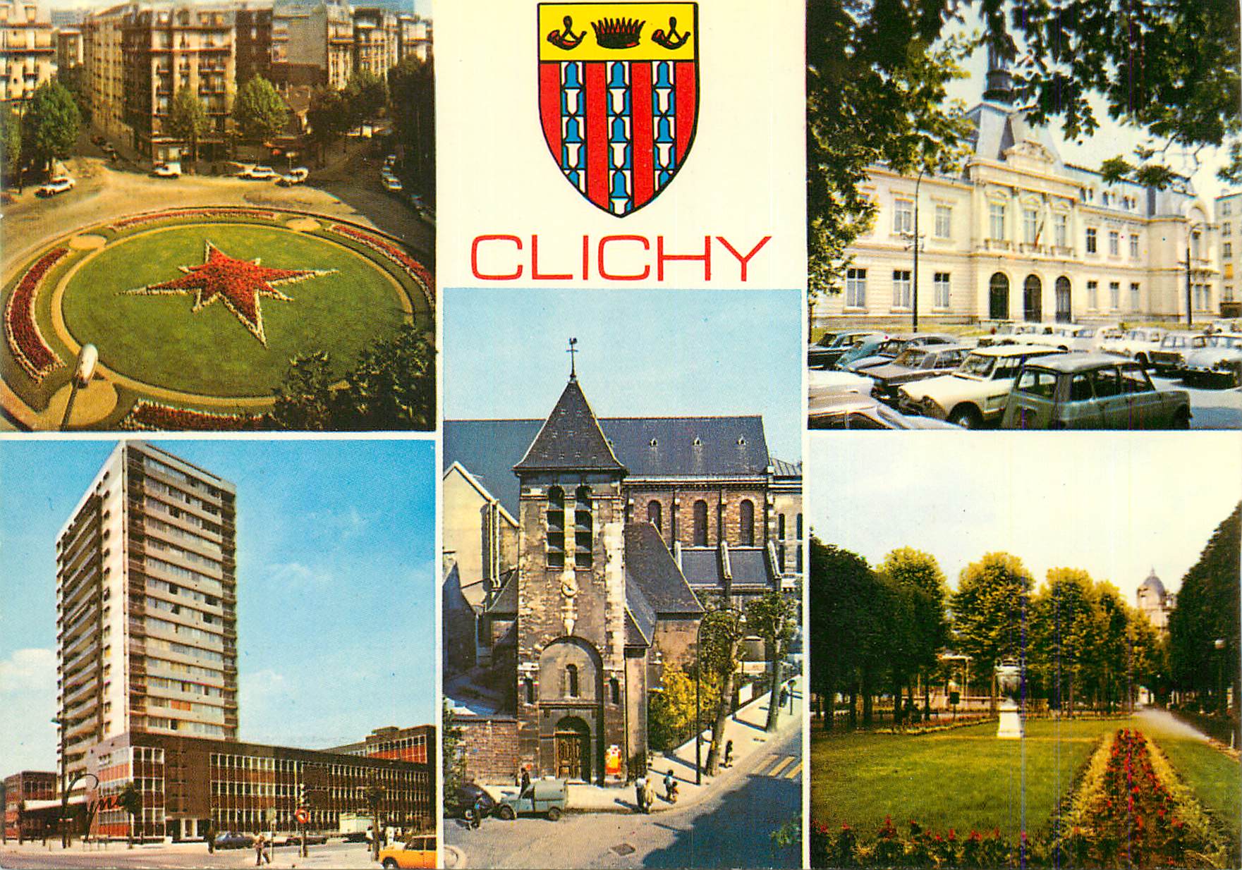 CPM Clichy (Hauts de Seine) La Place de la Republique La Mairie L'Eglise