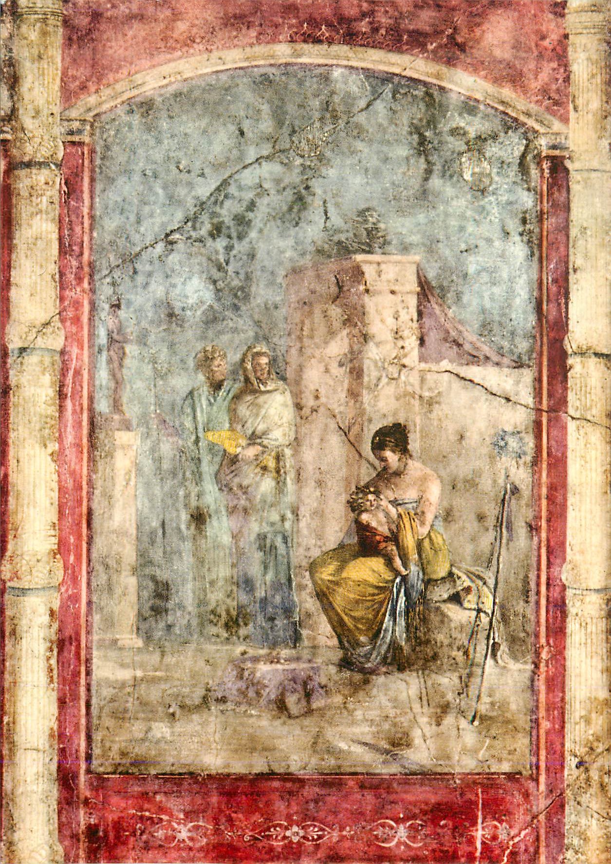 CPM Roma Fresque avec Leucothea qui amuse le petis Dionysos (Musee National Romain)