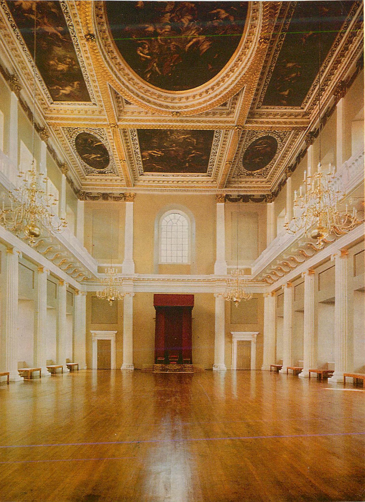 CPM Banqueting House Whitehall Interior Looking South Showing the Painted Ceiling by Rubens