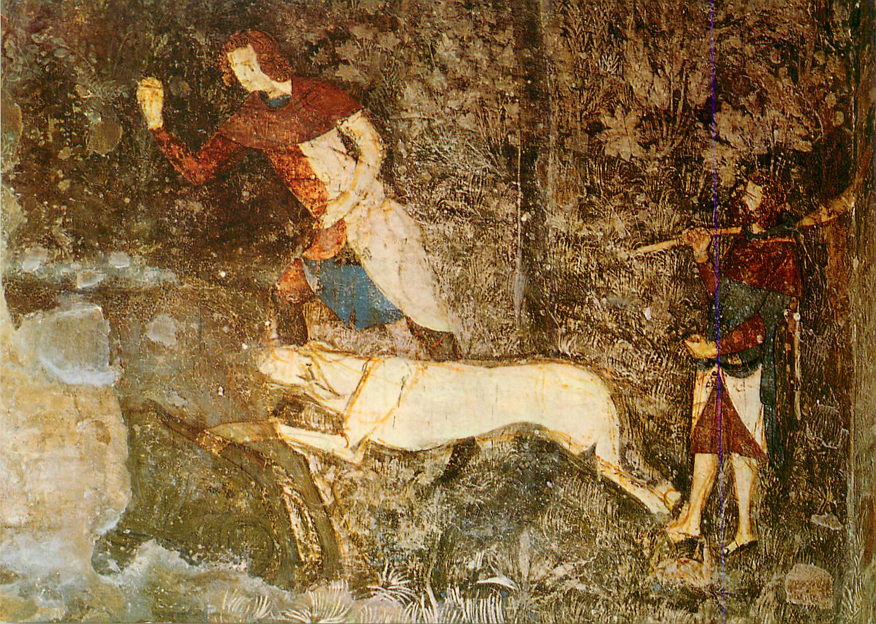 Saint Jean-Baptiste et le lion — fresque médiévale — éditeur inconnu, n° de série non lisible