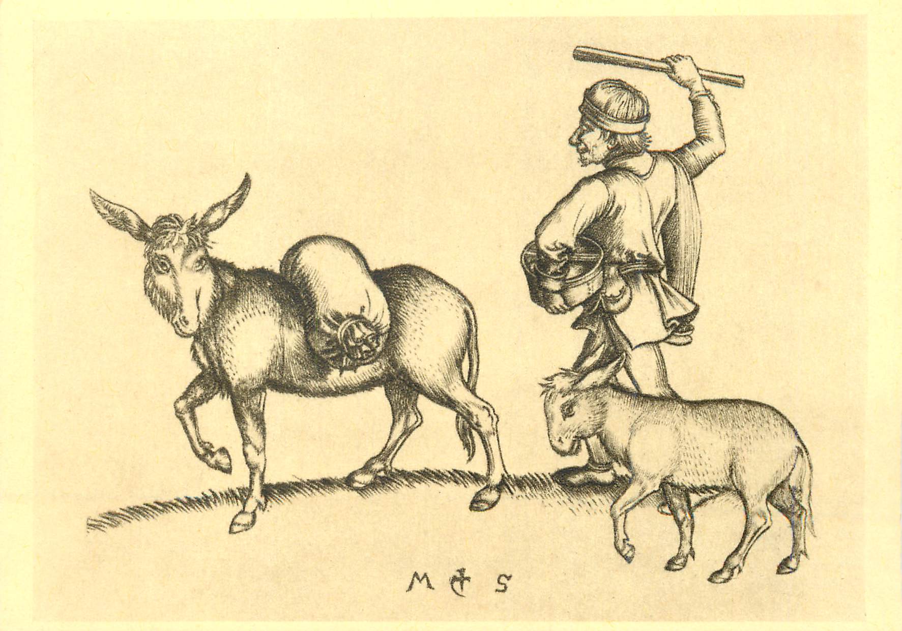CPM Colmar vers 1450 Brisach 1491 Martin Schongauer peintre Graveur Le Meunier et L'Anesse