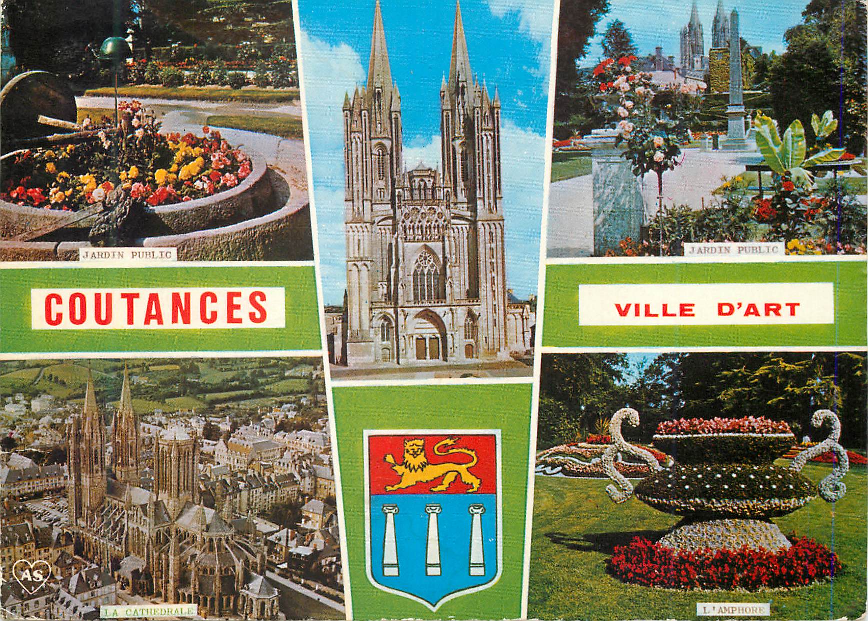 CPM Coutances Ville d'Art (Manche) Jardin public La cathedrale L'amphore