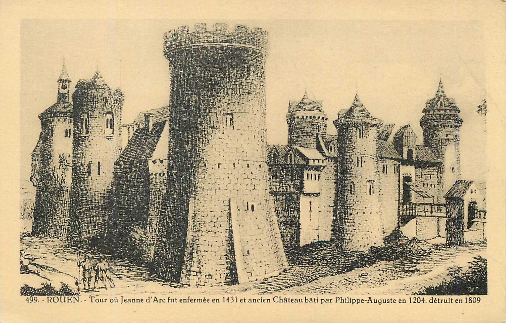 CPA Rouen Tour ou Jeanne d'Arc fut enfermee en 1431 et ancien Chateau Bati par Philippe Auguste en 1204