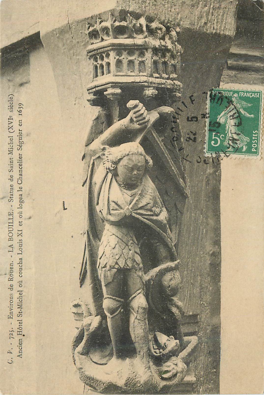 CPA Environs de Rouen La Bouille Statue de Saint Michel (XVIe Siecle)