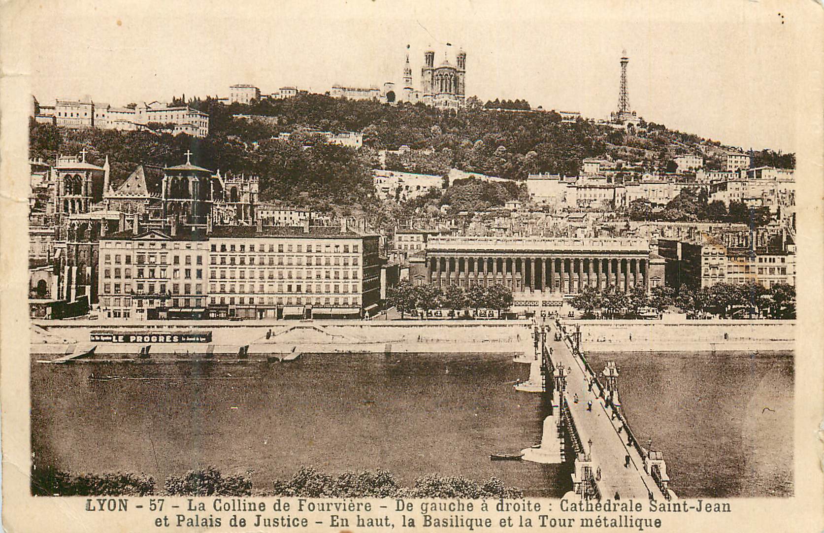 CPA Lyon La Colline de Fourviere Cathedrale Saint Jean et Palais de Justice La Basilique et la Tour Metalique