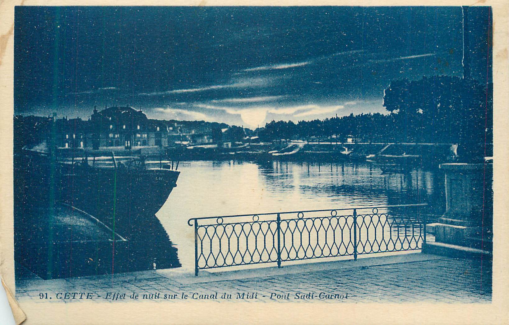 CPA Cette Effet de nuit sur le Canal du Midi Pont Sudi Carnot