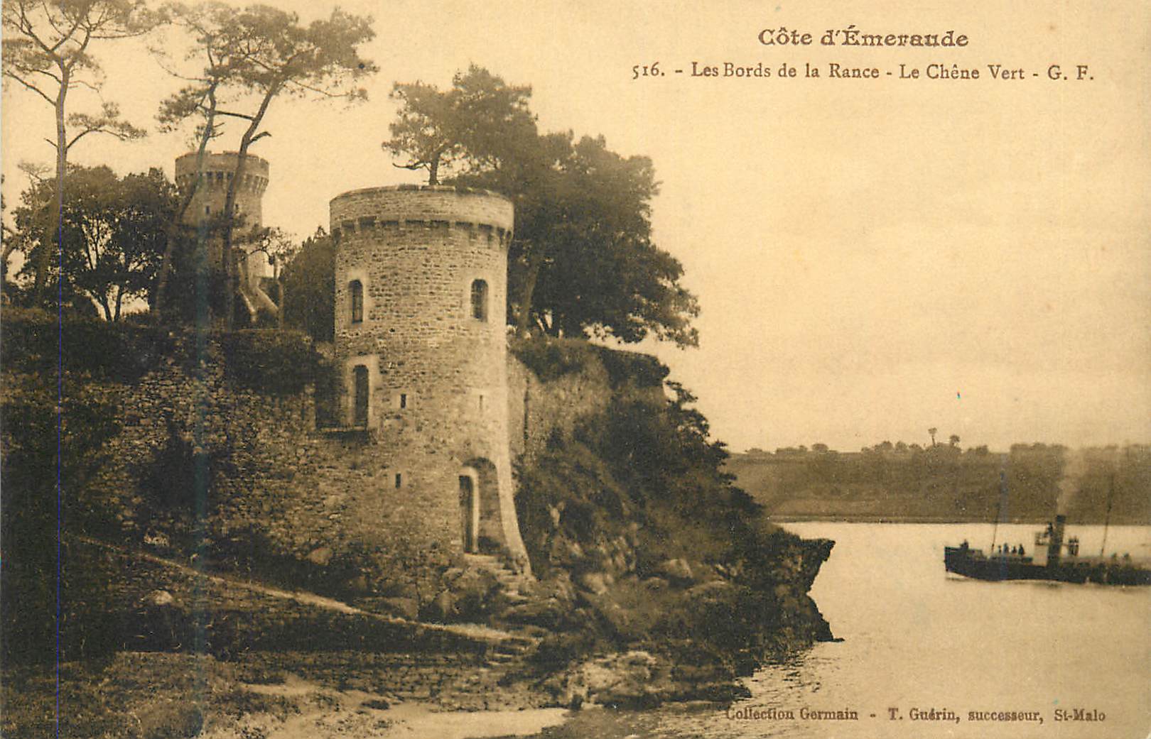 CPA Cote d'Emeraude Les Bords de la Rance Le Chaine Vert Bateau