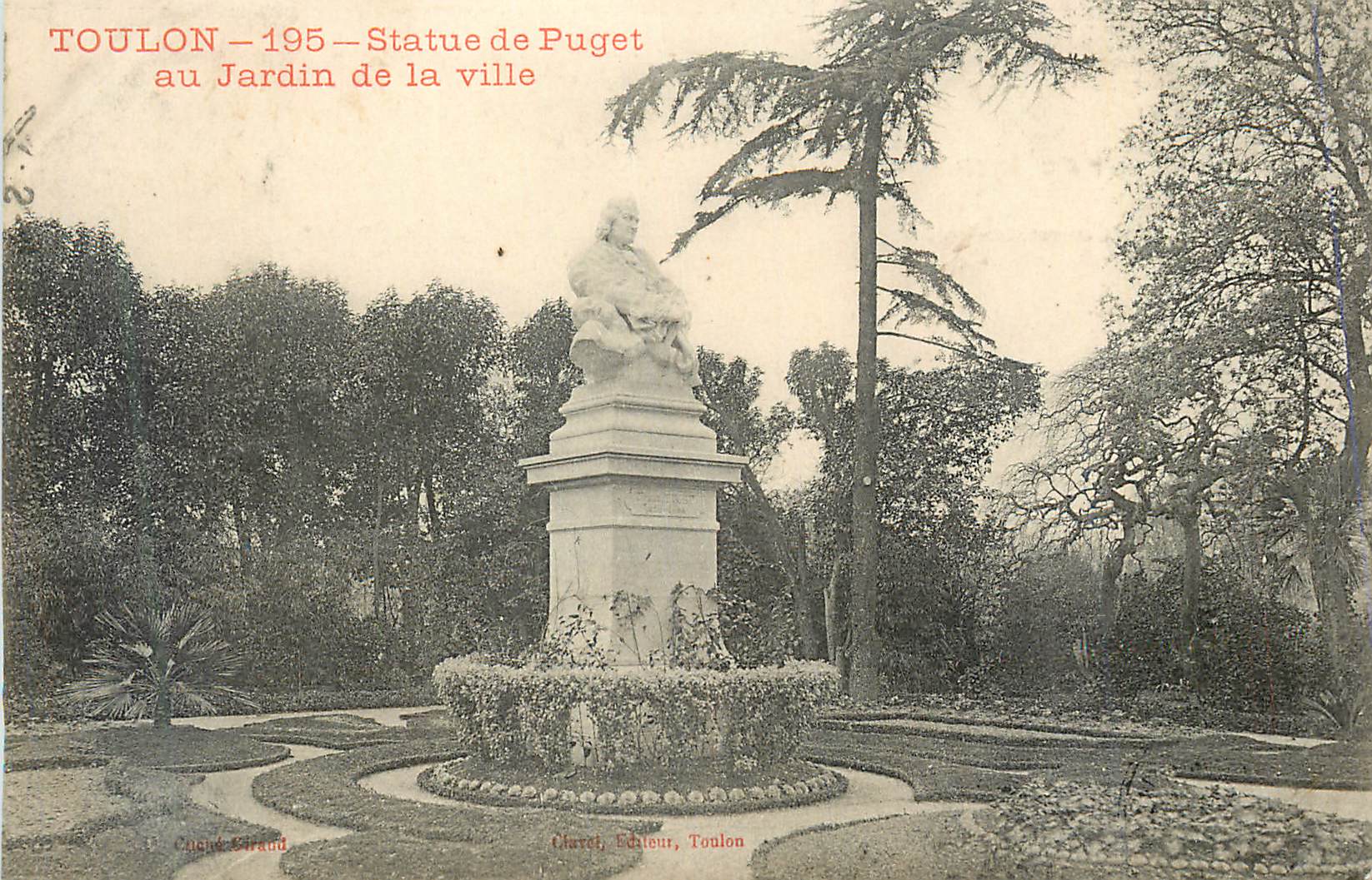 Toulon — Statue de Puget au Jardin de la ville — Éditeur Church, Toulon