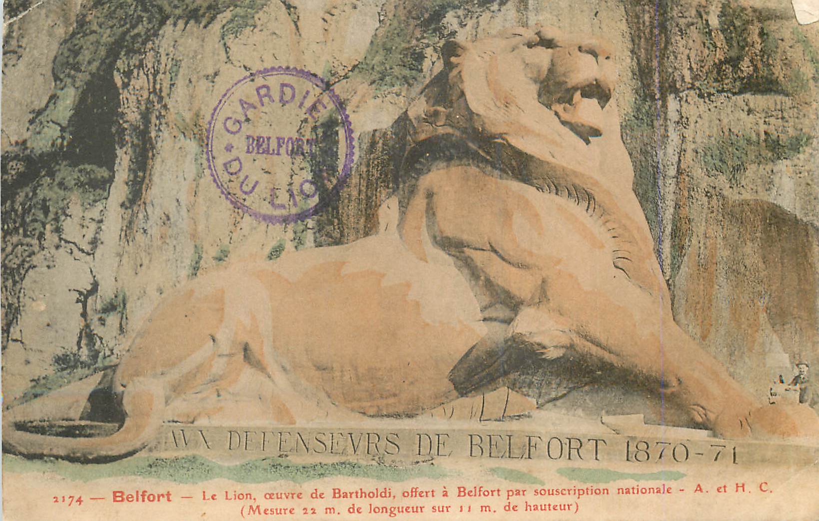 Le Lion de Belfort — œuvre de Bartholdi — offerte en 1870-71