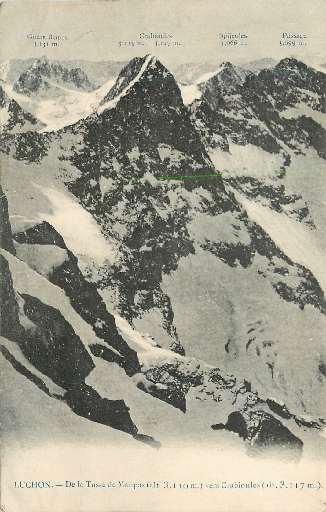 Luchon — De la Tousse de Maupas (alt. 3.110 m.) vers Crabioulès (alt. 3.117 m.) — vue alpine