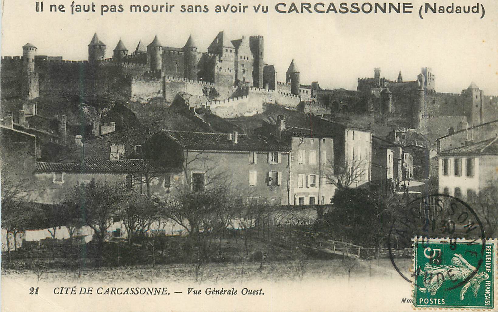 CPA Cite de Carcassonne Vue Generale Ouest