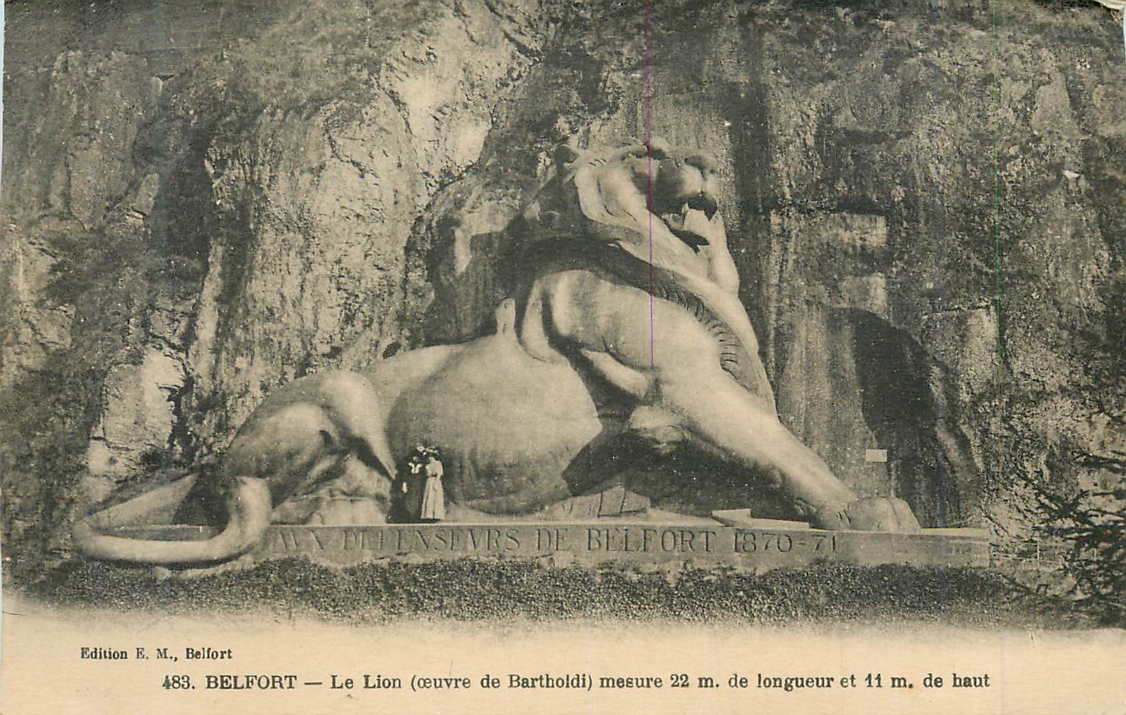Belfort — Le Lion (œuvre de Bartholdi) — Édition E. M., Belfort, n° 483