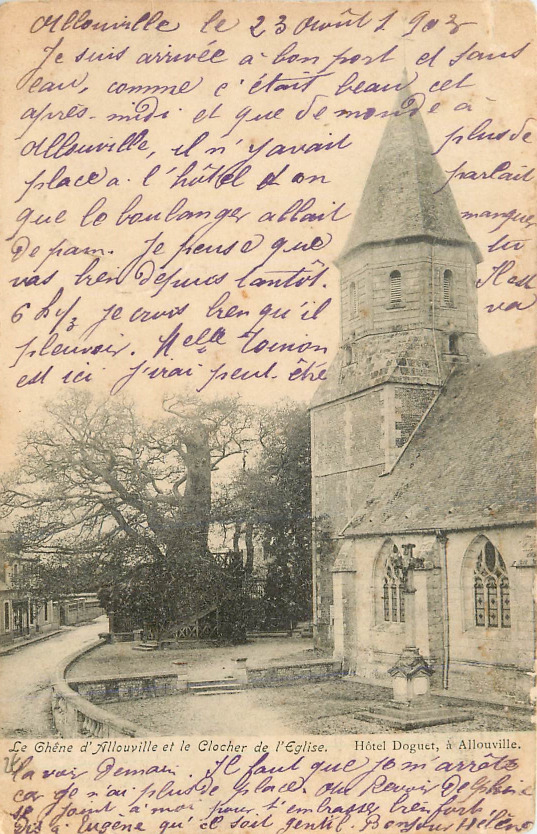 CPA Le Ghene d'Allouville et le Clocher de L'Eglise