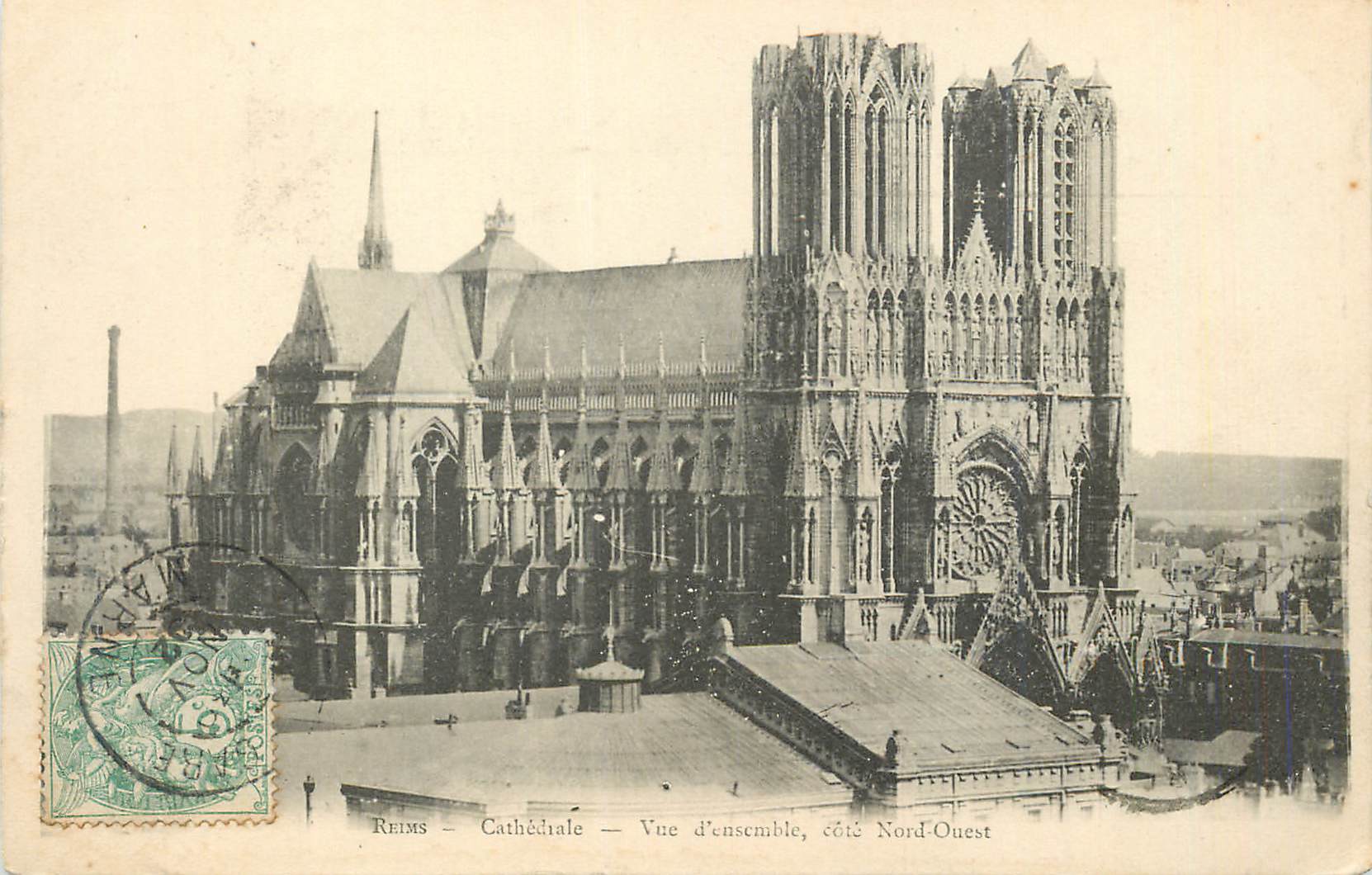 CPA Reims Cathedrale Vue d'ensemble Cote Nord Ouest