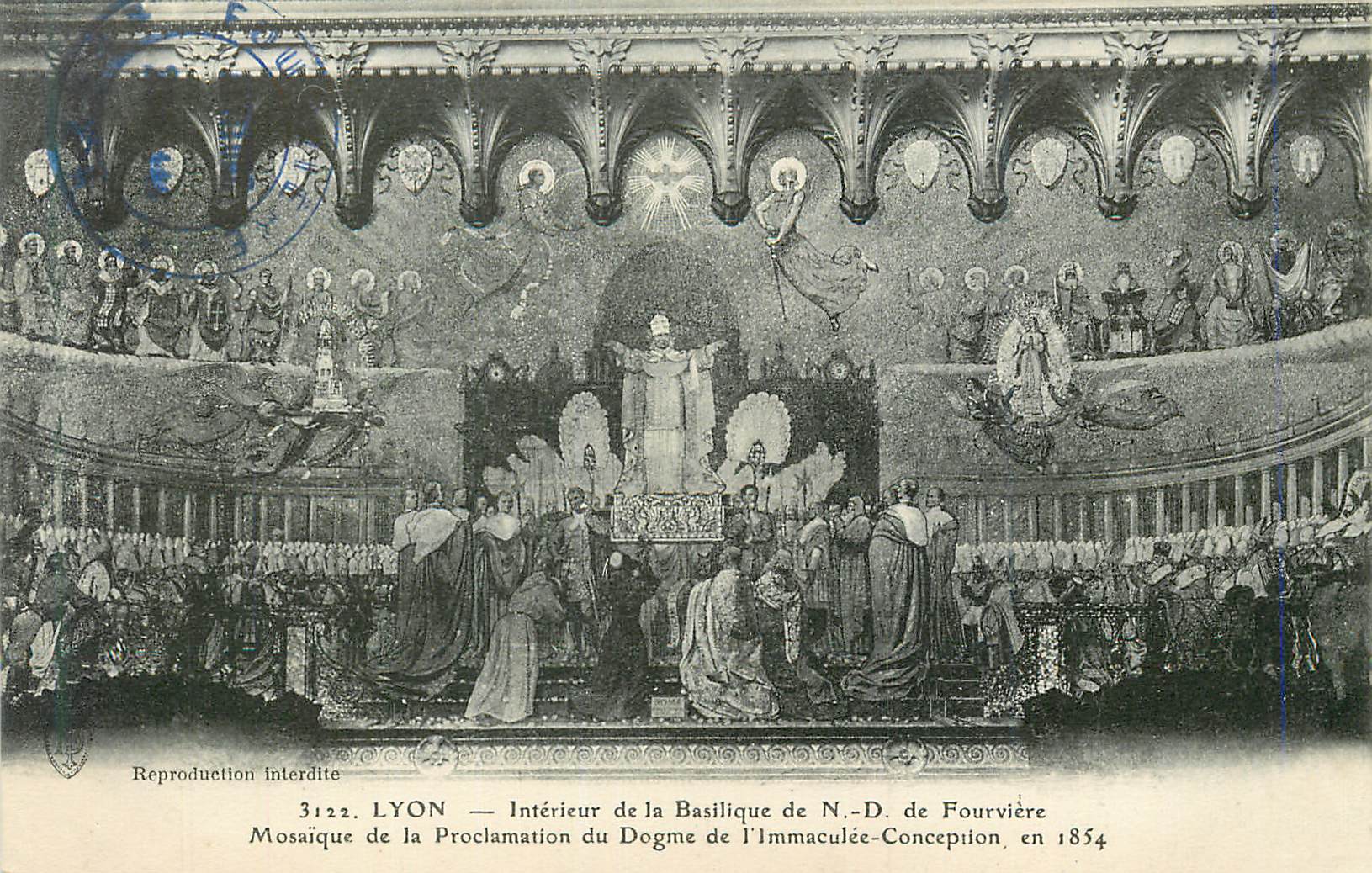 LYON — Intérieur de la Basilique de N.-D. de Fourvière — Mosaïque de la Proclamation du Dogme de l'Immaculée-Conception, en 1854