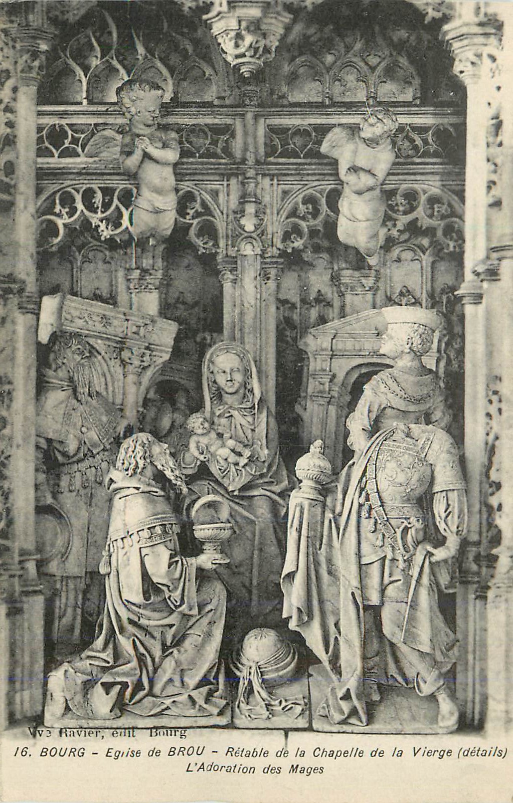 CPA Bourg Eglise de Brou Retable de la Chapelle de la Vierge (details) L'Adoration des Mages