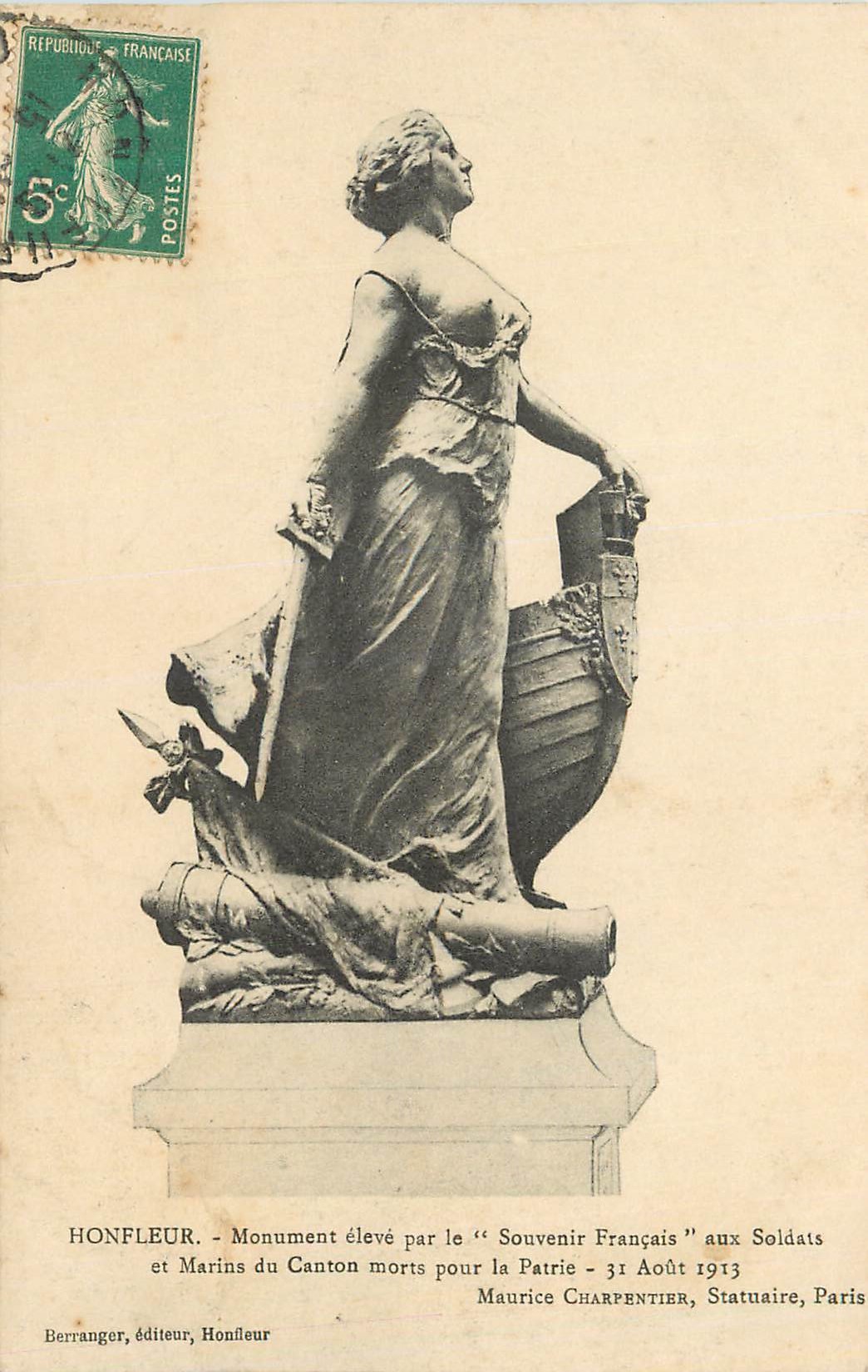 Honfleur — Monument élevé par le « Souvenir Français » aux Soldats et Marins du Canton morts pour la Patrie — Maurice Charpentier, Statuaire, Paris