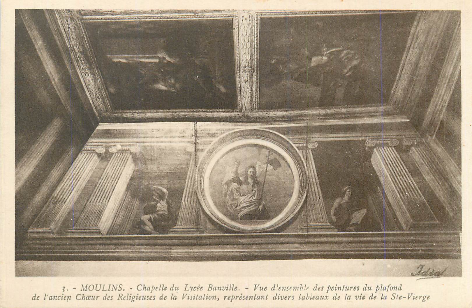 CPA Moulins Chapelle du Lycee Banville Vue d'ensemble des pointures du Plafond