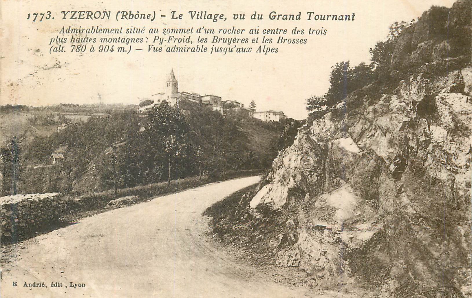 Yzeron (Rhône) — Le Village, vu du Grand Tournant — E. Andrié, édit. Lyon