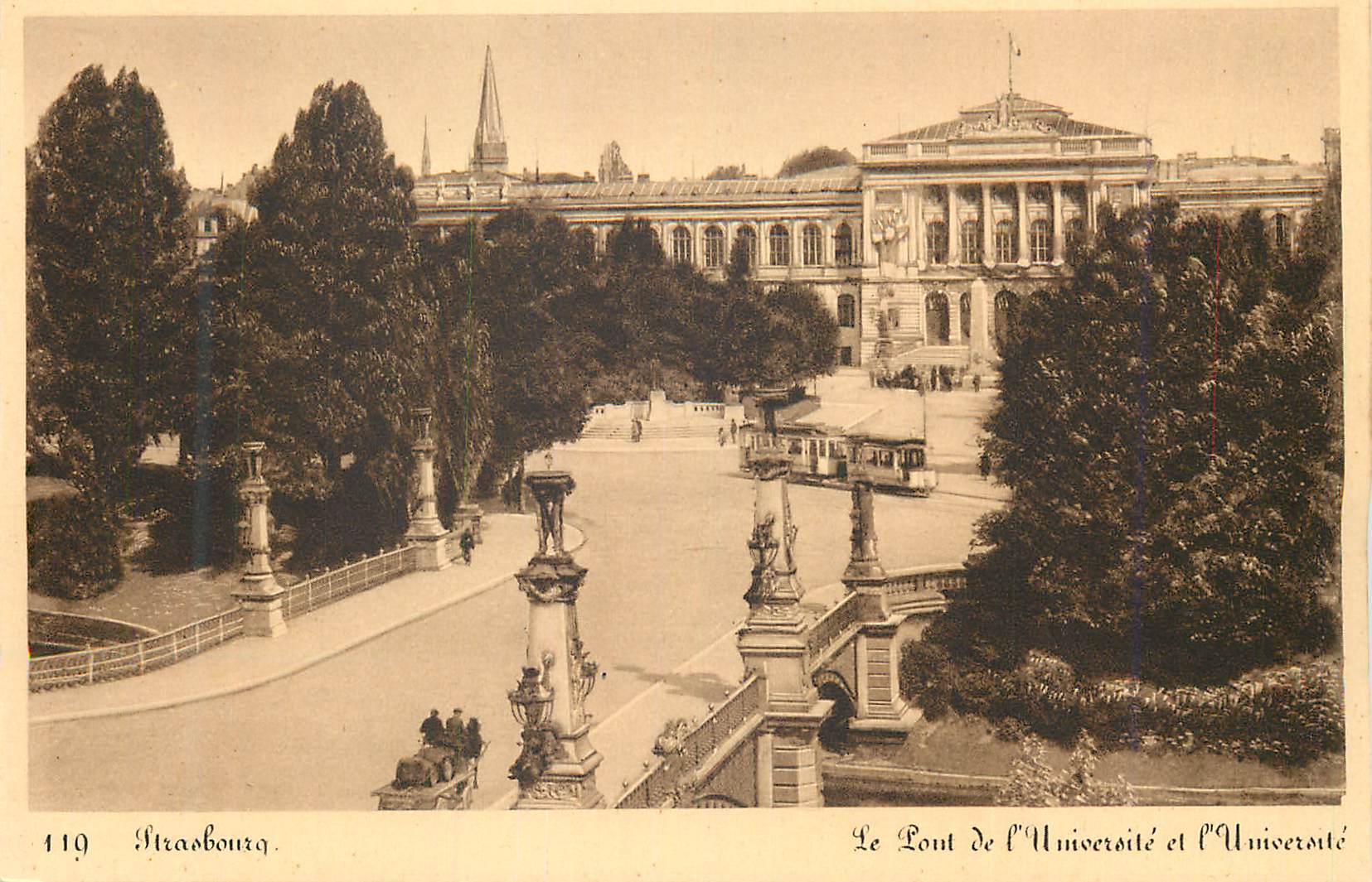 CPA Strasbourg Le Pont de l'Universite et l'Universite Tramway