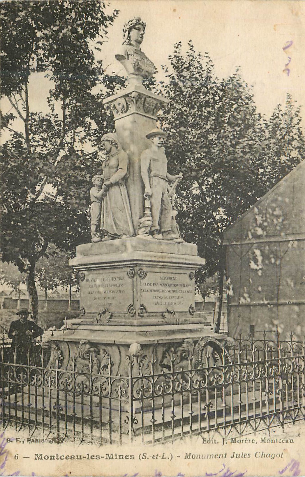Monument Jules Chagol — Montceau-les-Mines (S.-et-L.) — Éditeur J. Morère, Montceau