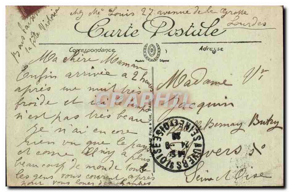 Lourdes CPA Basilique — Verso