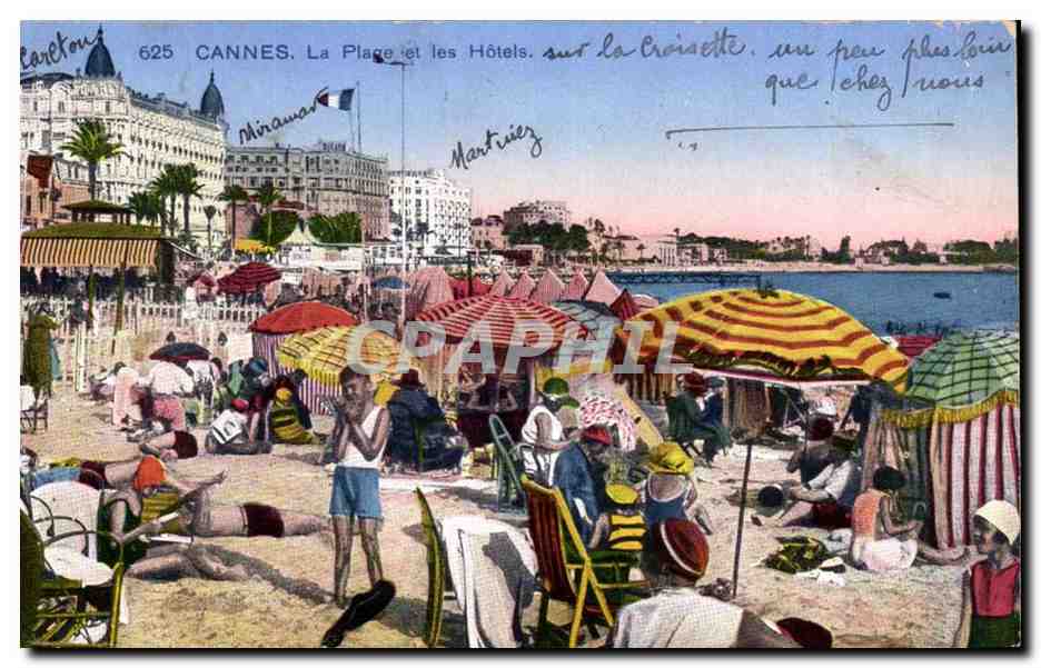Cannes CPA La plage et les hotels