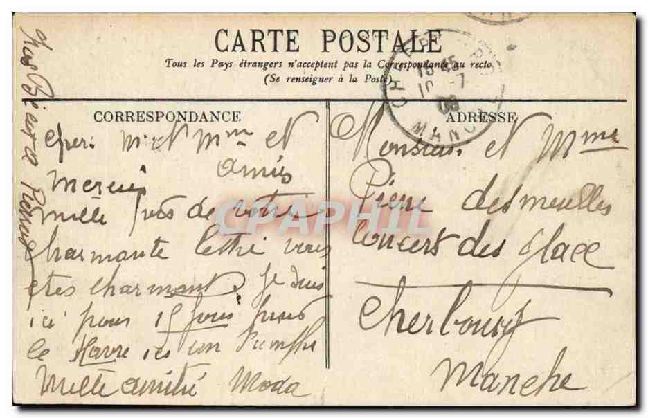 Vichy CPA Passage et hotel des Postes — Rückseite