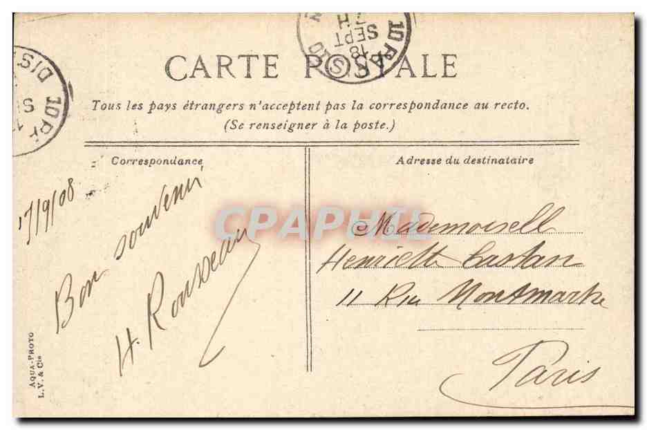 Vichy CPA Le pont sur l'Allier — Verso