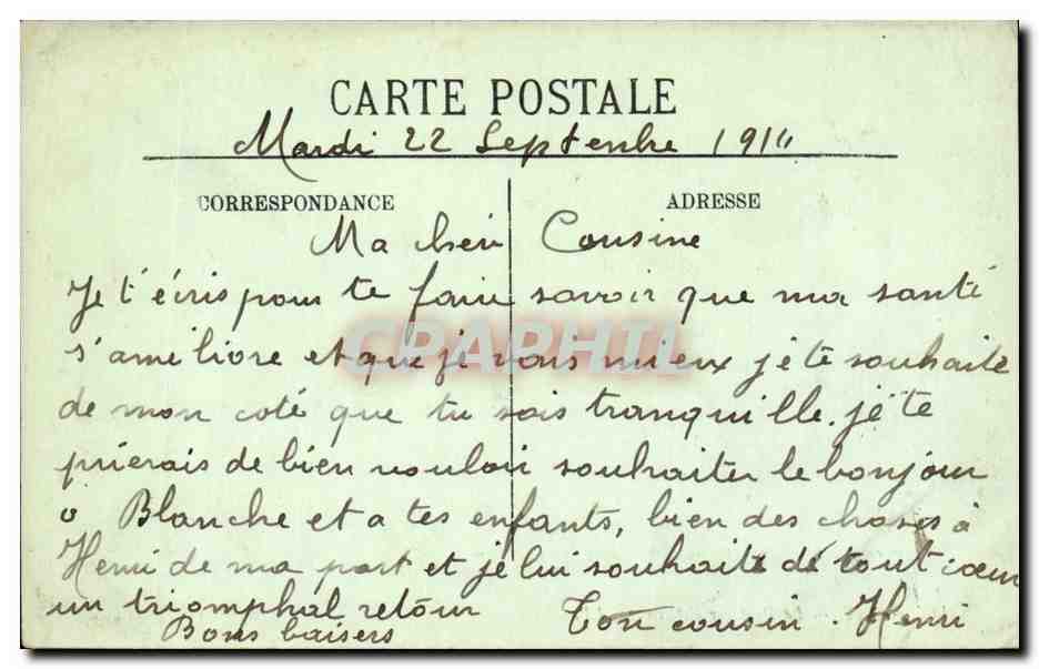 Vichy CPA Le pont sur l'Allier — Verso
