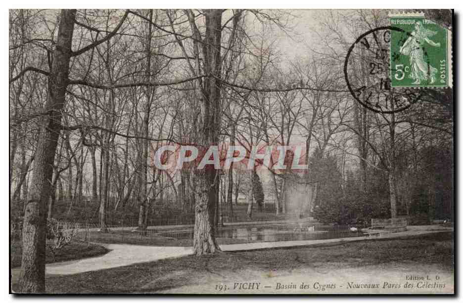 Vichy CPA Bassin des cygnes Nouveaux parcs des CElestins