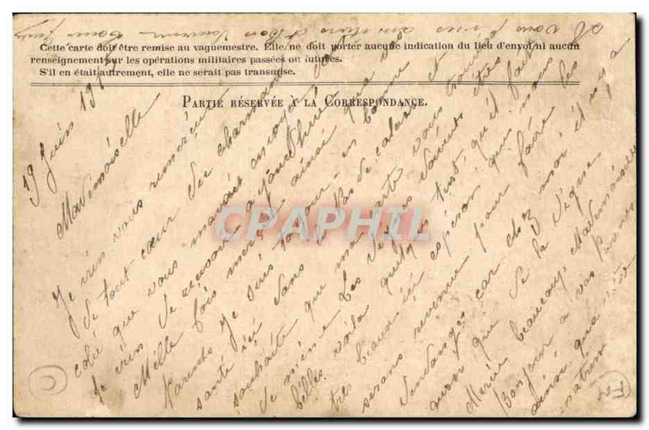 Carte de correspondance des Armees Ahaut Bois Voingt Rhone (militaria) — Rückseite