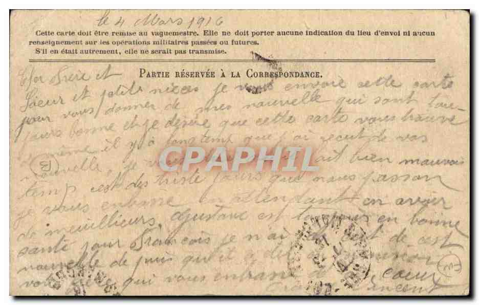 Carte de correspondance Amand Pasilly Sains Pusie Eglise par Cherbourg Vincent Orange (militaria) — Rückseite
