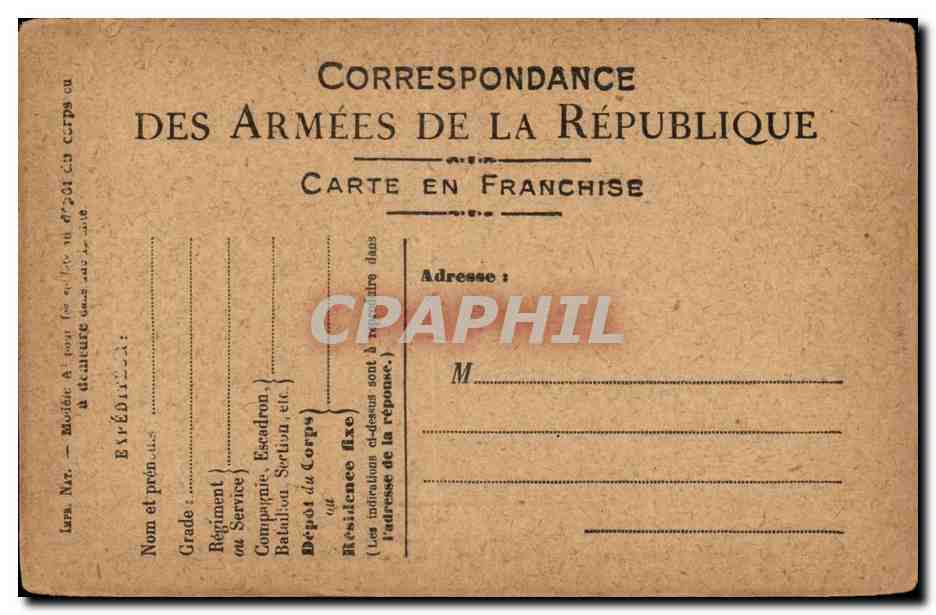 Korrespondenz der Armee der Republik — Freikarte — Modell Nr. 148