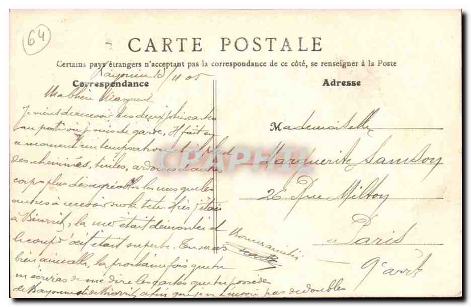 Biarritz - Rochers près celui de la Vierge — Bonheur, n°25 — Rückseite