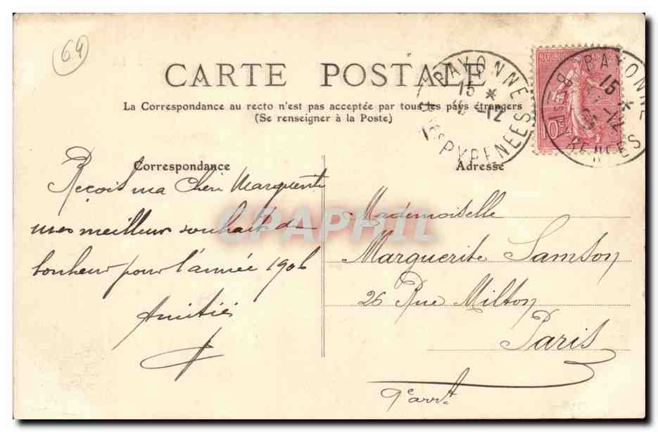Biarritz CPA Hotel du palais — Verso