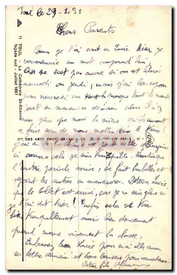 Toul CPA La cathedrale St Etienne — Rückseite