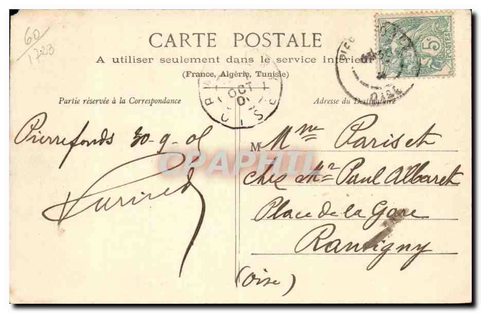 Schloss Pierrefonds — Ansicht von der Straße nach Villers-Cotterêts — G. Doutrel — n° 1238 — Rückseite