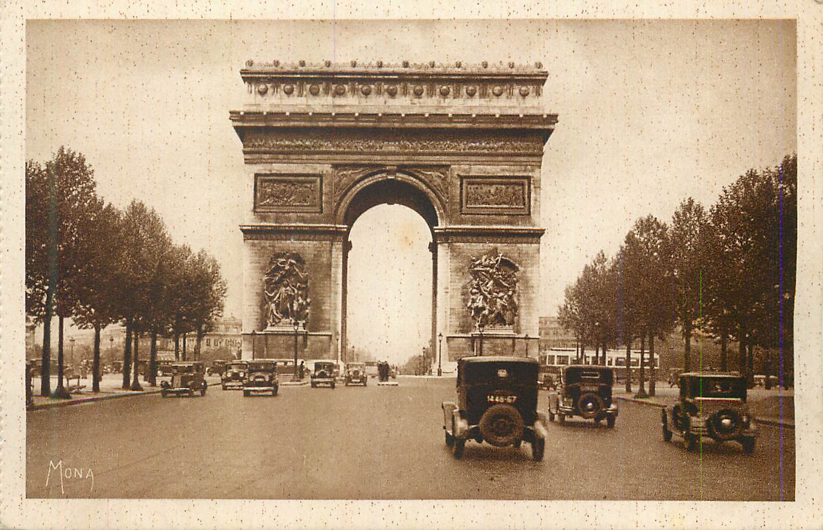 CPA La Place de l'Etoile et l'Arc de Triomphe Les Petits Tableaux de Paris Automobile