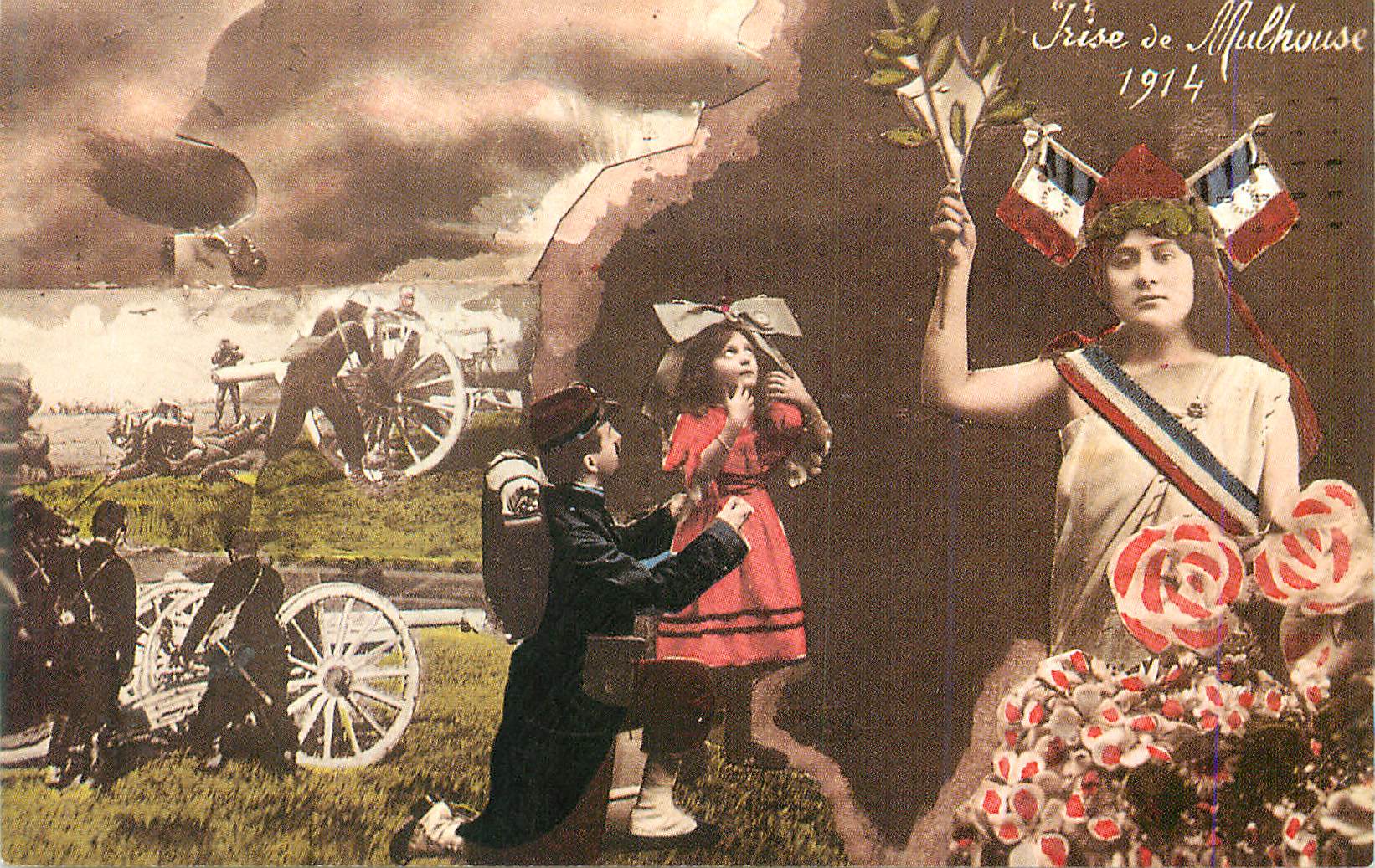 Triste di Mulhouse 1914 — scena di guerra e allusione patriottica