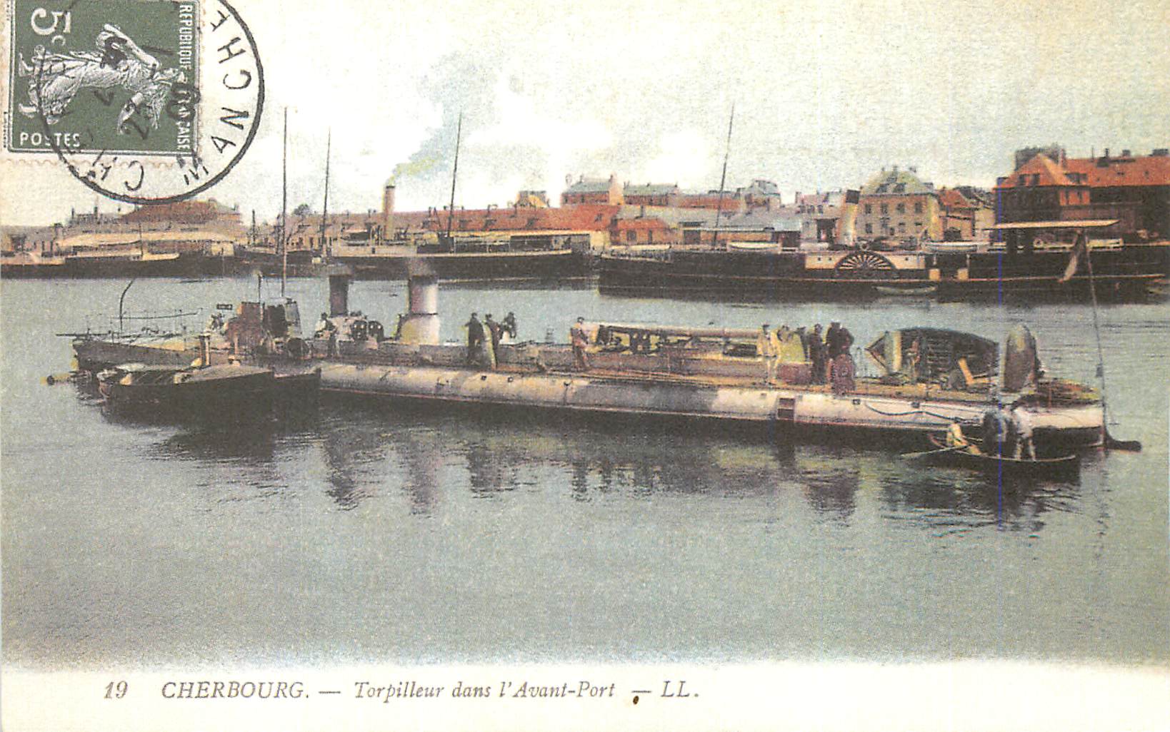 REPRO Cherbourg Torpilleur dans l'Avant Port Bateau  Militaria