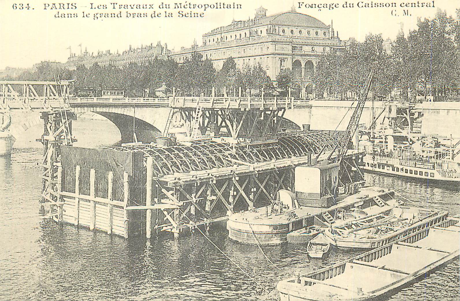 REPRO Paris Les Traveaux du Metropolitain dans le Grand Bras de la Seine Metro