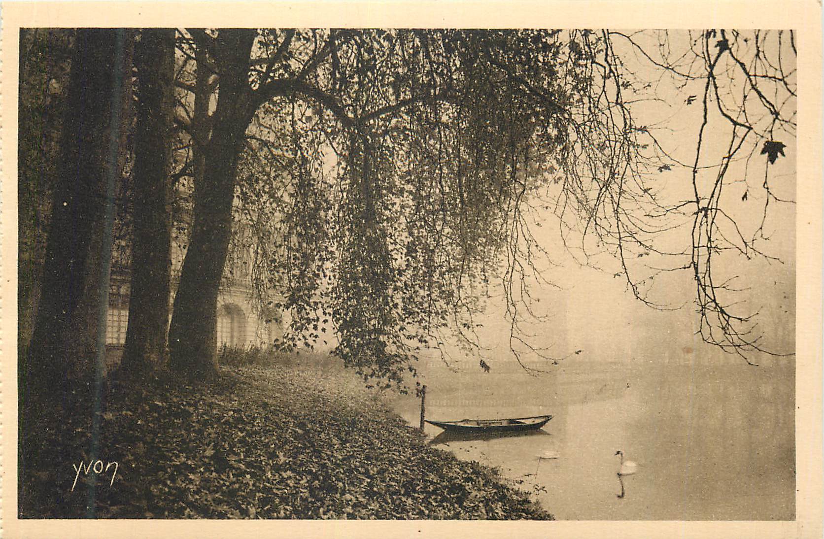 Paysage de lac avec cygne — Yvon — n° 7
