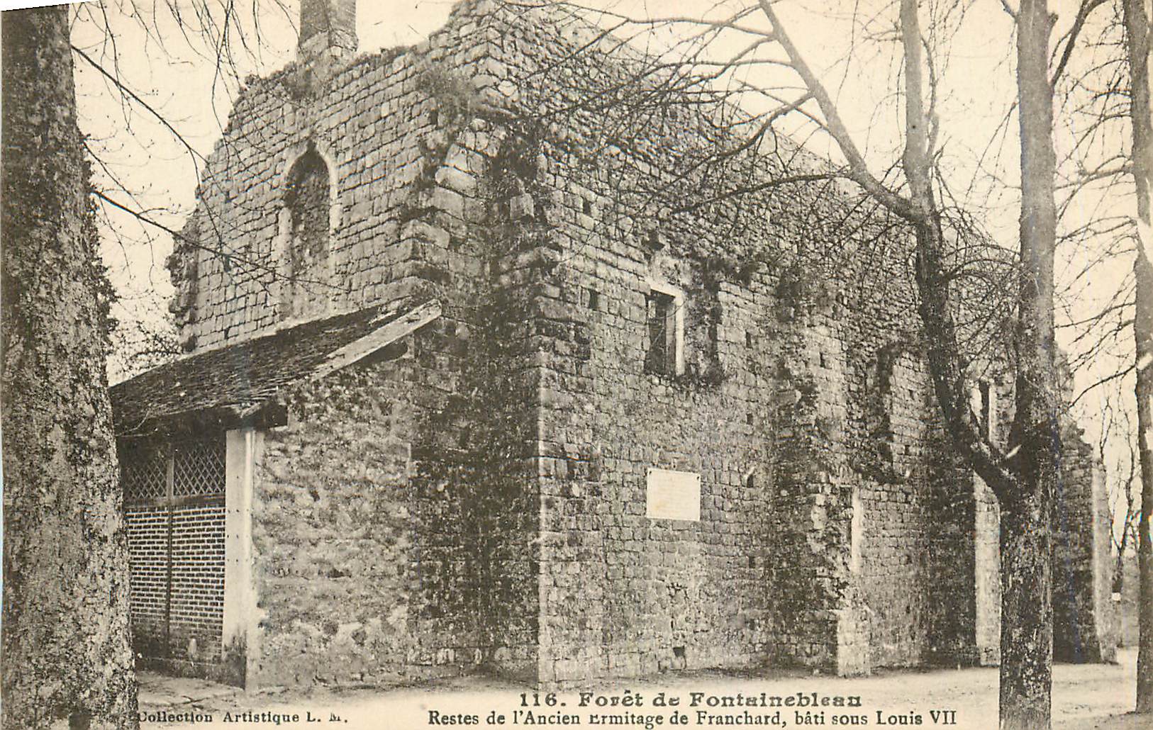 Forêt de Fontainebleau — Reste des alten Einsiedelei Franchard, erbaut unter Ludwig VII — Künstlerische Sammlung L. M.
