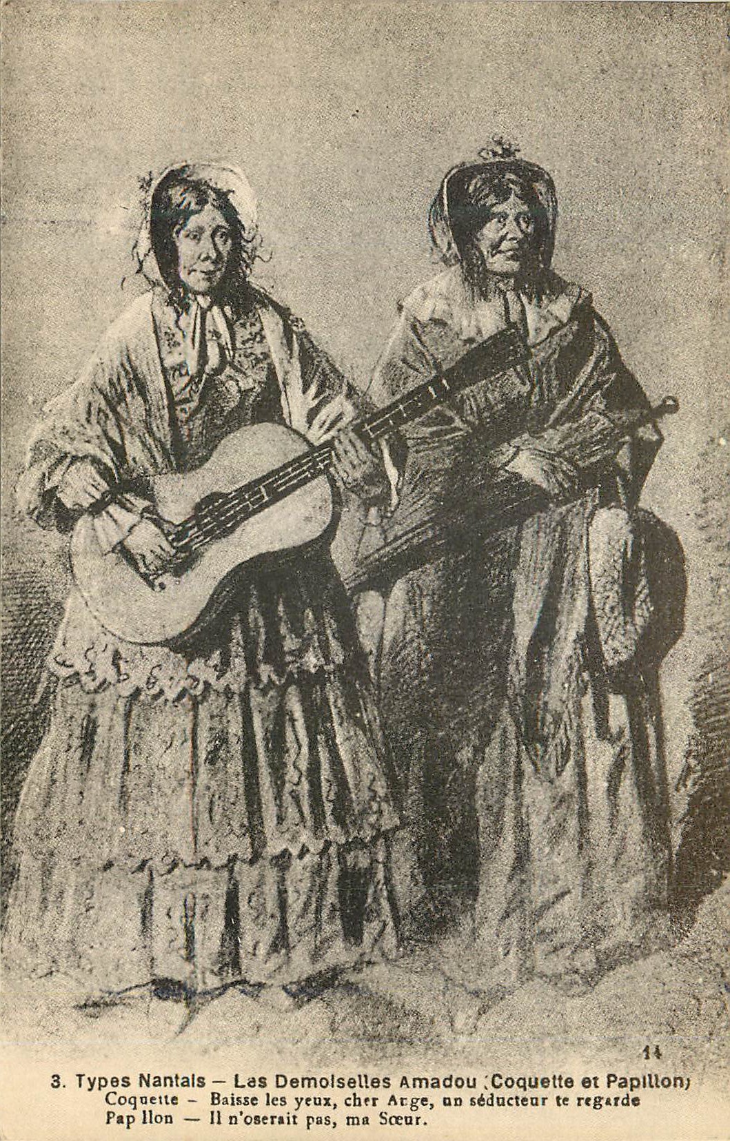 REPRO Types Nantais Las Demoiselles Amadou Coquette et Pavillon Folklore Guitare