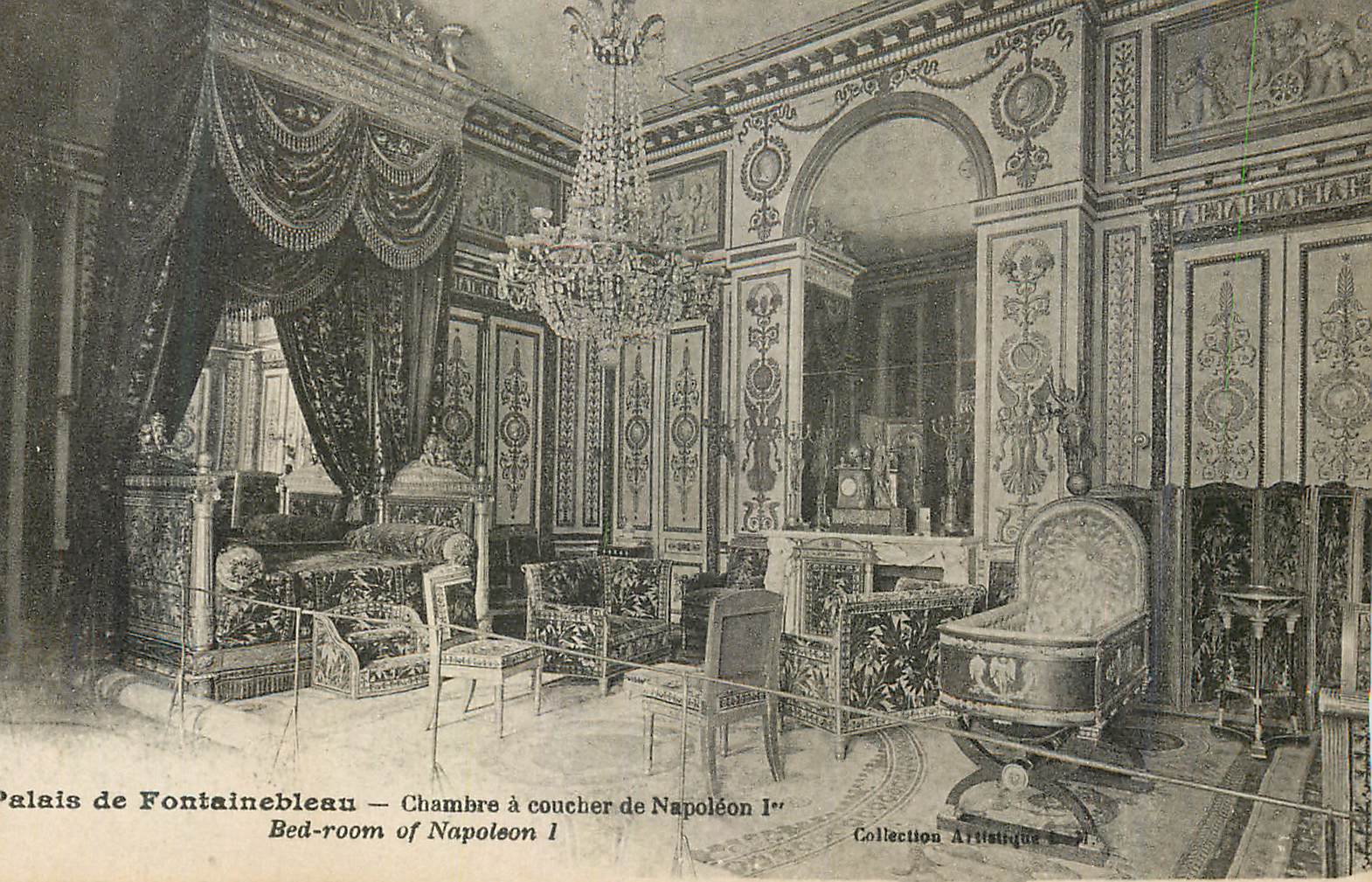 Tarjeta postal antigua Palacio de Fontainebleau Habitación de Napoleón 1°